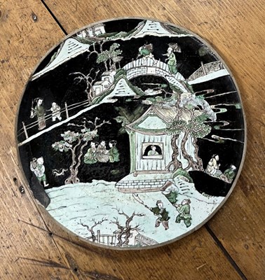 Lot 239 - A Chinese porcelain plaque, Ching Dynasty with...