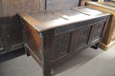 Lot 573 - A 17th or early 18th Century oak coffer of...