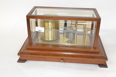 Lot 601 - 20th Century hardwood cased barograph with...