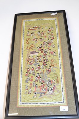 Lot 300 - A Chinese silk panel with 100 boys type...