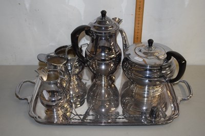 Lot 12 - A silver plated tea set and accompanying tray