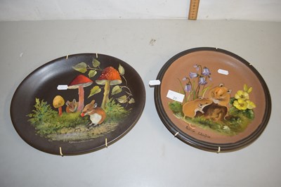 Lot 20 - Two decorated wall plates signed Gillian...