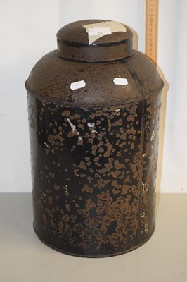 Lot 26 - A large black painted metal tea cannister