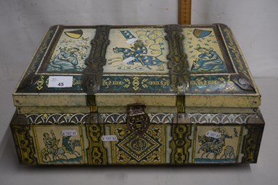 Lot 45 - A large vintage tin decorated with heraldic...