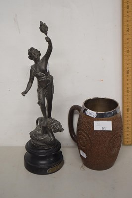 Lot 91 - A French Spelter model La Force together with...