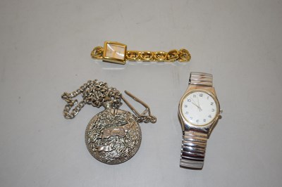 Lot 122 - A modern pocket watch together with gents...