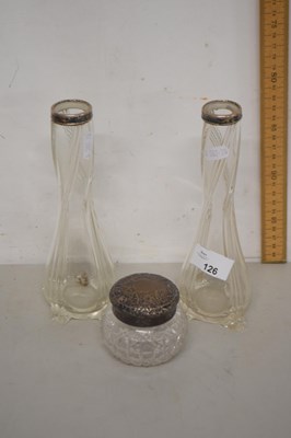 Lot 126 - A pair of silver mounted clear glass stem...