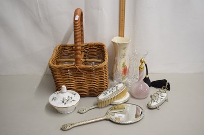 Lot 168 - Mixed Lot: Wicker bottle carrier, various...