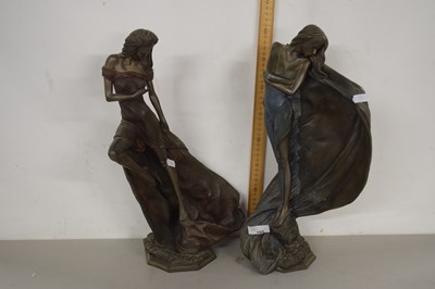 Lot 182 - Pair of bronzed resin figures in the Art...