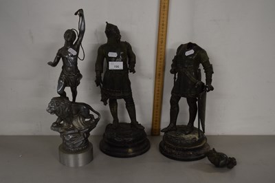 Lot 196 - A pair of Spelter figures of Knights plus one...