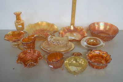 Lot 219 - Mixed Lot: Tangerine Carnival glass