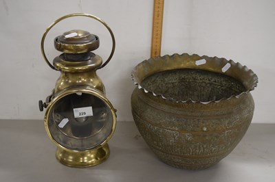 Lot 229 - Brass jardiniere together with a vintage Lucas...