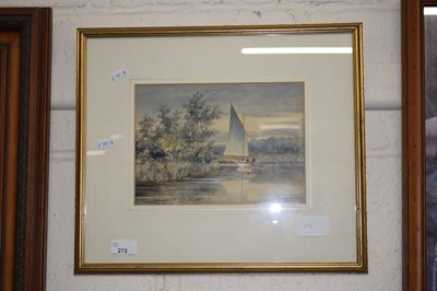 Lot 272 - Lawrence Scoultebury - River scene with boat,...