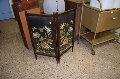 Lot 316 - Early 20th Century fire screen with needlework...