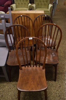 Lot 337 - Group of five elm seated stick back kitchen...