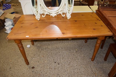 Lot 351 - Modern pine kitchen table on turned legs