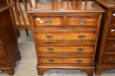 Lot 371 - Reproduction yew wood veneered small five...