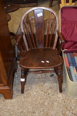 Lot 374 - Victorian elm seated stick back child's chair