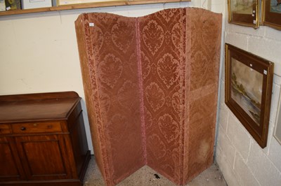 Lot 402 - A tri-fold fabric covered dressing screen