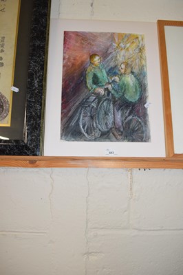 Lot 543 - Study of cyclists, unframed