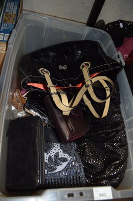 Lot 643 - One box of assorted handbags and purses
