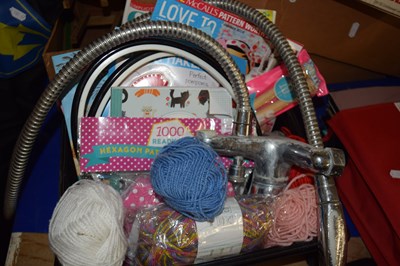 Lot 654 - One box of various wool, craft magazines and...