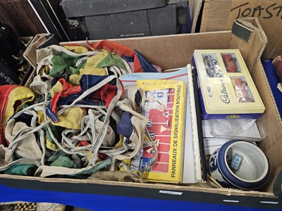 Lot 580 - Quantity of bunting, Dinky signals, toy cars...