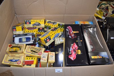 Lot 598 - Box of assorted toy cars to include Vanguard...