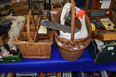 Lot 604 - Two wicker baskets and assorted metal wares