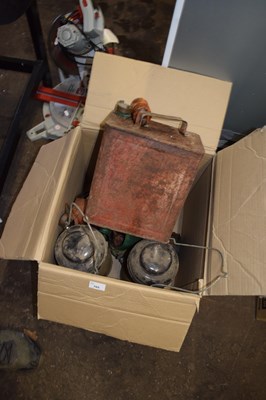 Lot 765 - A box of mixed items to include vintage storm...
