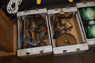 Lot 781 - Two boxes of various vintage tools, a large...