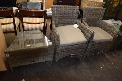 Lot 825 - A pair of garden chairs and coffee table
