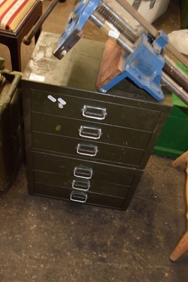 Lot 827 - Two sets of metal desk top filing cabinets and...
