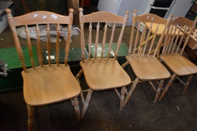 Lot 828 - Four pine kitchen chairs