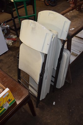 Lot 831 - Two folding chairs, benches and a table