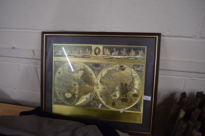 Lot 853 - A Baleu wall map, framed and glazed