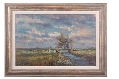 Lot 417 - Andrew King ROI (British, b.1956), "Cattle on...