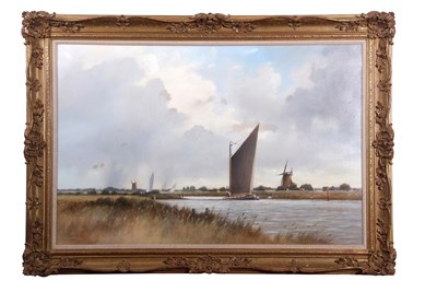 Lot 426 - Colin Burns (b.1944), Wherry on the Broads,...