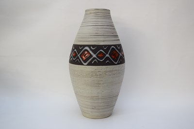 Lot 46 - Large vase with ribbed design and central...