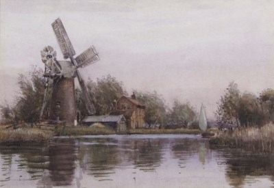 Lot 423 - Charles Mayes Wigg (1889-1969), Broads scene...