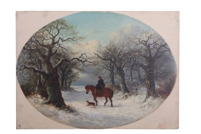 Lot 444 - Thomas Smythe (1825-1906), Wooded snow scene...