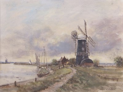 Lot 452 - Owen Waters (1916-2004), Berney Arms Mill, oil...