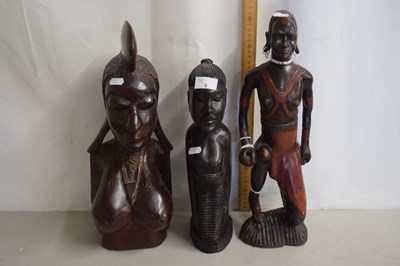 Lot 6 - A group of three carved hardwood African figures