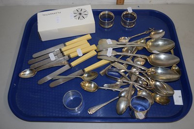 Lot 9 - A tray of various assorted cutlery, napkin...