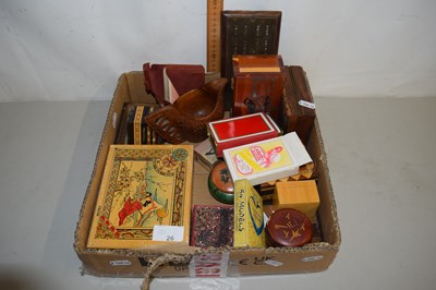 Lot 26 - Box of mixed items to include various playing...