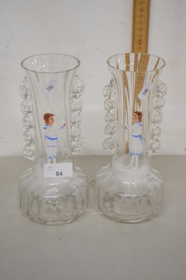 Lot 84 - A pair of late 19th Century clear glass vases...