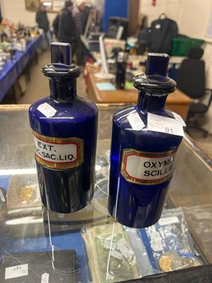 Lot 91 - Two blue glass chemists bottles