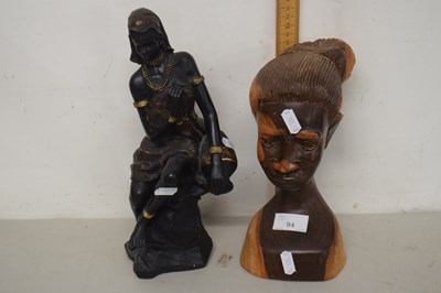 Lot 94 - A carved African hardwood bust and one other (2)