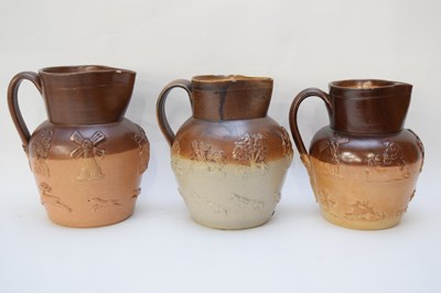 Lot 53 - Quantity of three 19th century salt glaze jugs...
