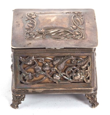 Lot 18 - An Art Nouveau silver square trinket box, the...